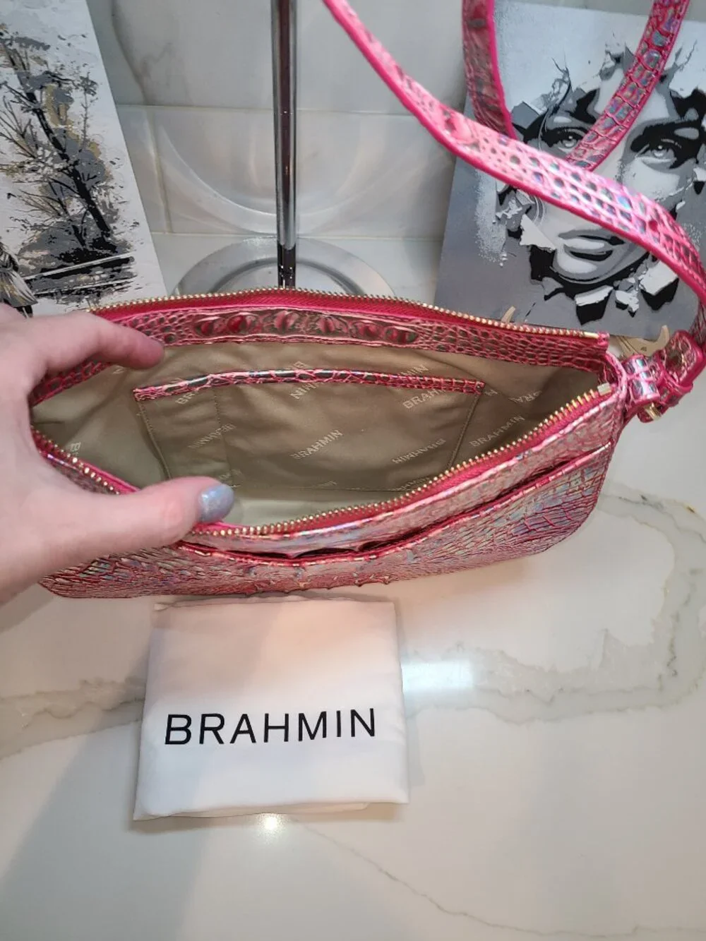 Brahmin Magenta Wonderland Shayna crossbody bag Pristine NWOT